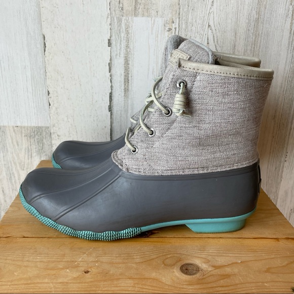 *SOLD* Sperry Turquoise and Gray Saltwater Duck Boots Size: 10 - Picture 5 of 11